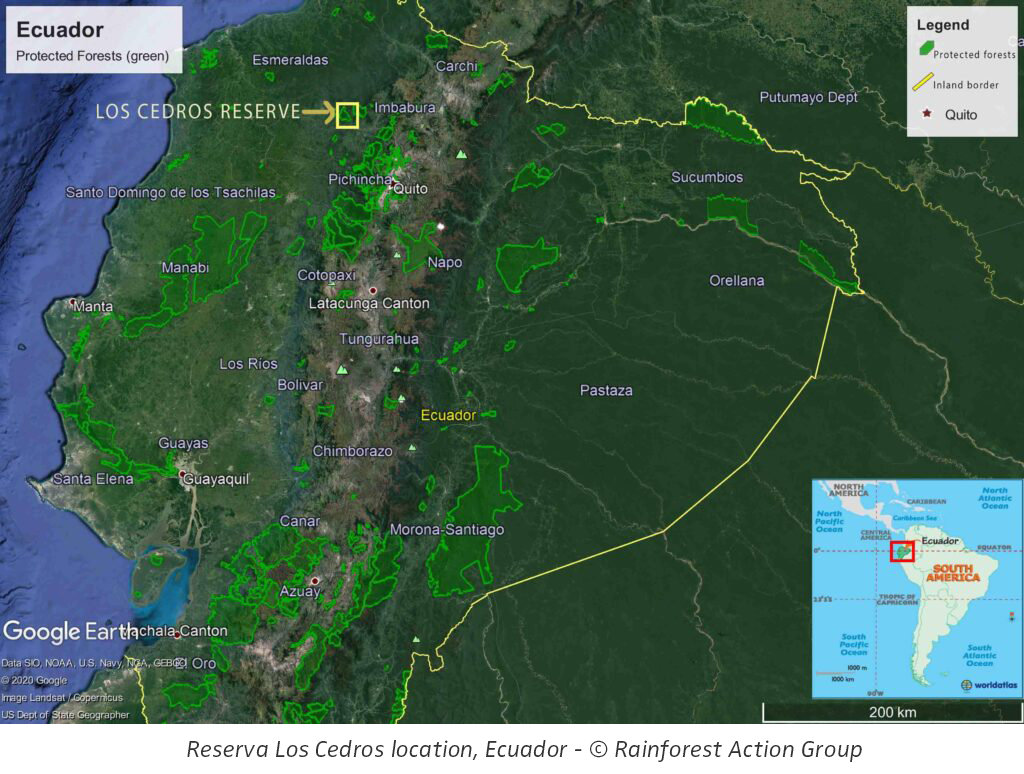 Los Cedros Location in Ecuador