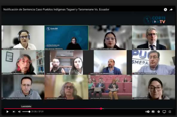 Capture d’écran sur Youtube de la Cour interaméricaine des droits de l’homme