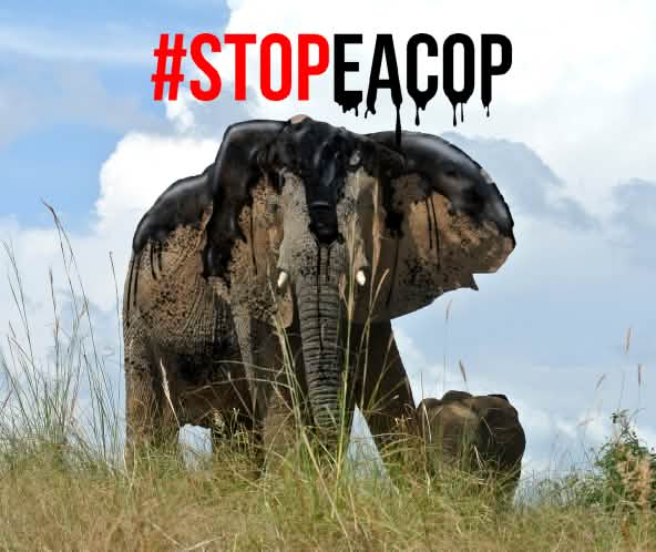 Photomontage : Le pétrole est un grand danger pour les éléphants - #StopEACOP