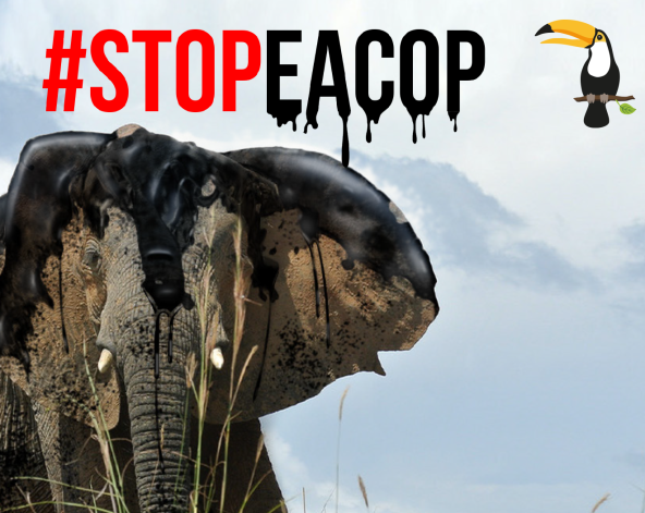 Photomontage : Le pétrole est un grand danger pour les éléphants - #StopEACOP