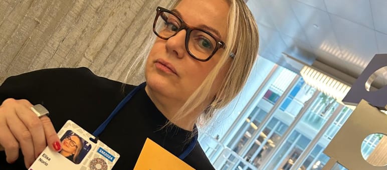 Portrait de l’activiste Elisa Norio au siège de la Banque mondiale à Washington