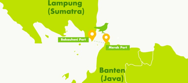 Carte partielle de la province de Lampung à Sumatra et de la province de Banten à Java