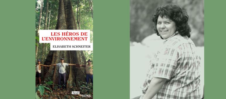 Parmi « Les héros de l’environnement », Berta Cáceres, assassinée pour avoir protégé les droits de son peuple et la nature au Honduras Photomontage : Livre "Les héros de l'environnement" à gauche et l'activiste assassiné Berta Caceres