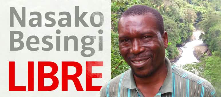 Nasako Besingi L'écologiste avec le texte "Nasako Besingi LIBRE""