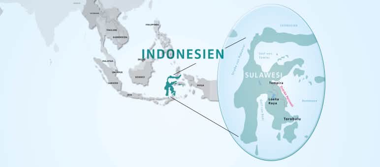 Carte des Célèbes (Sulawesi)