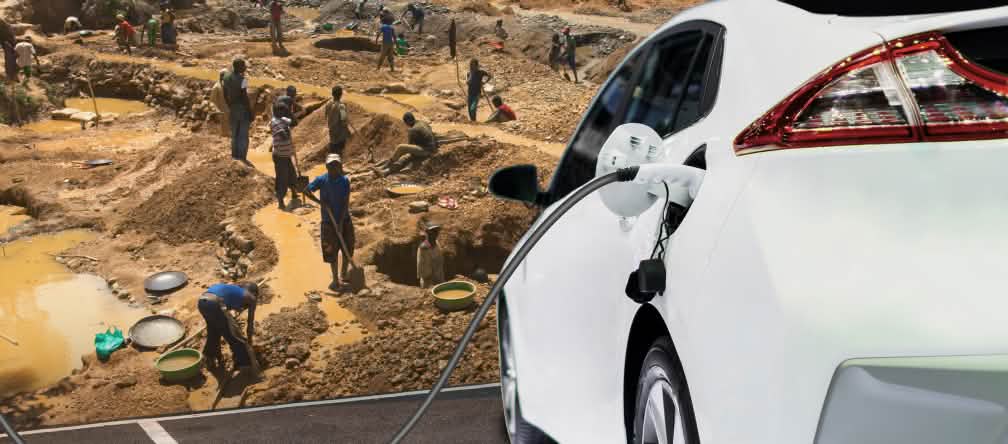 Photomontage Mineurs au Congo + E-Auto