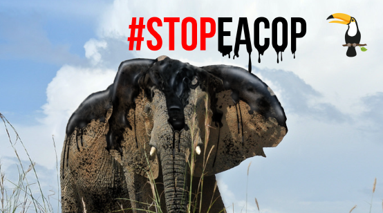 Photomontage : Le pétrole est un grand danger pour les éléphants - #StopEACOP