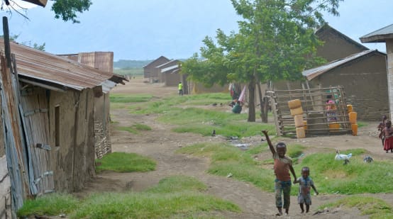 Enfants dans le village de pêcheurs de Vishumbi (parc national des Virunga, République démocratique du Congo)