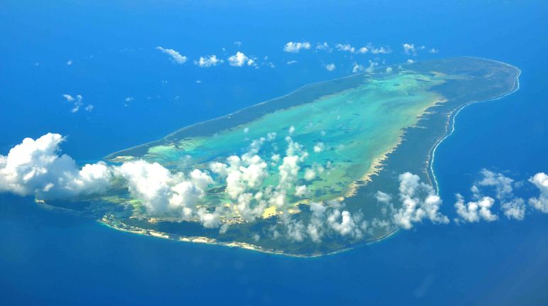 Vue aérienne de l'atoll d'Aldabra