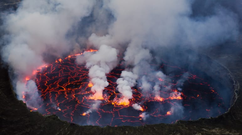 Le volcan Nyiragongo en éruption près de Goma en RDC