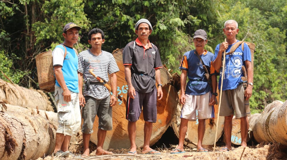 Des indigènes Dayak Tomun dans la forêt de Kinipan