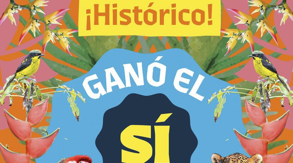 Affiche de l’initiative Yasuní sur laquelle est inscrite "Historique ! Le OUI a gagné"