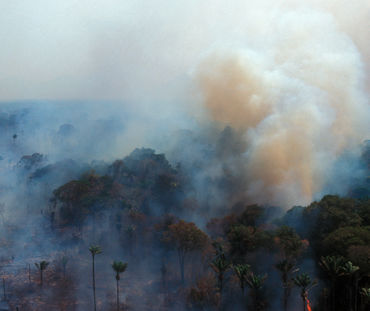 Vue aérienne de la combustion de la forêt amazonienne