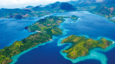 Photo aérienne d'îles dans la région de Palawan