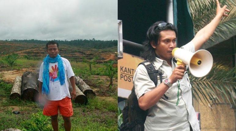 Nordin (Save Our Borneo) à gauche, Feri Irawan (Perkumpulan Hijau) à droite